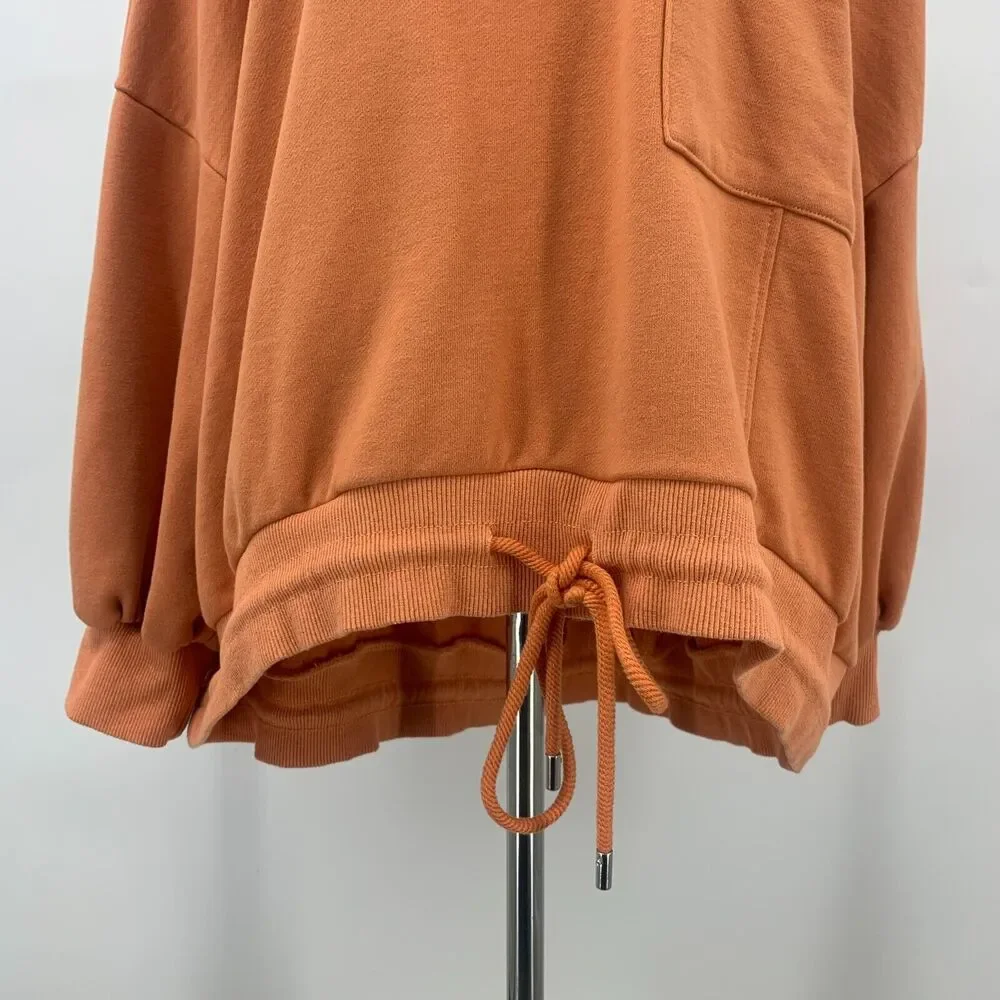Nap Loungewear Oversized Sweater Womens M Medium Pumpkin Mock Neck Patch Pocket